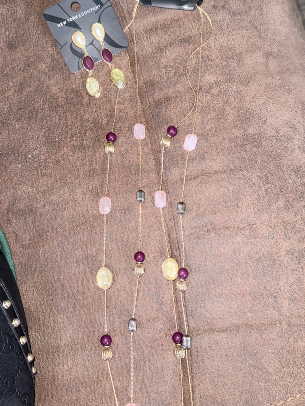 Long necklace and matching earrings